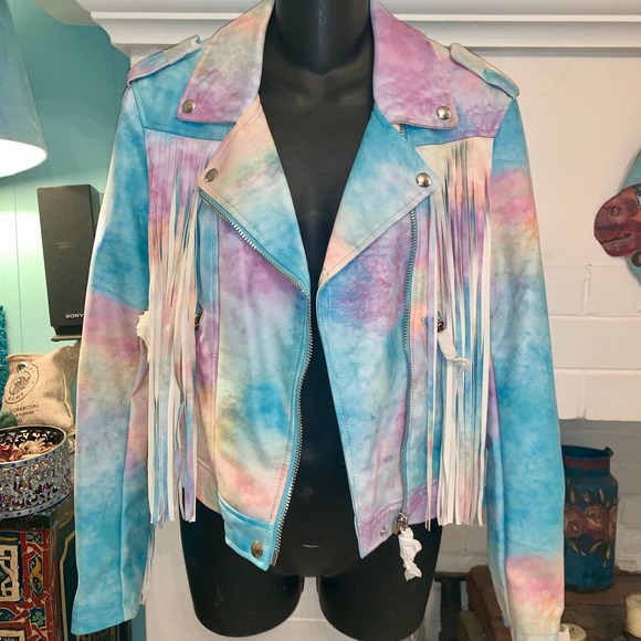 BLANKNYC Jackets & Coats New Blank Nyc Go Loco Tie Dye Fringed